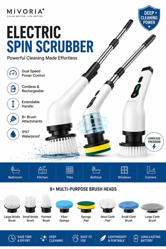Mivoria™ Electric Spin Scrubber Pro – Cordless Power Cleaning Brush